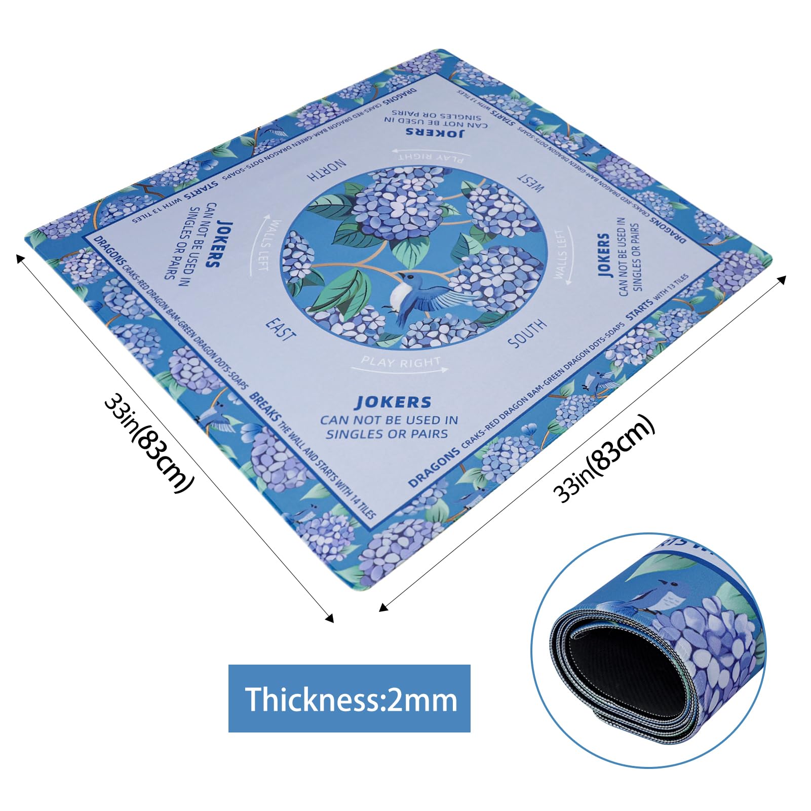 TIASUSAN blue Mahjong learning mat in carrying bag for transport