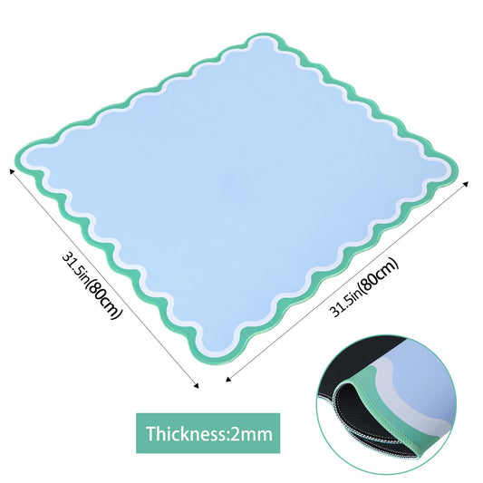 TIASUSAN blue Mahjong mat on table demonstrating spacious layout for multiple players