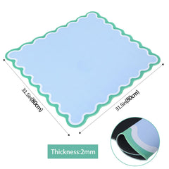 TIASUSAN blue Mahjong mat on table demonstrating spacious layout for multiple players
