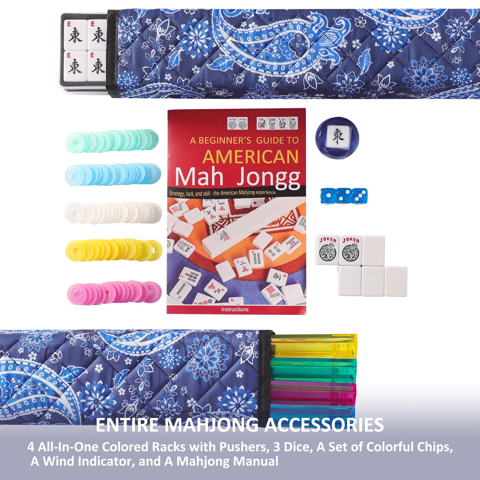 TIASUSAN blue-printed bag, portable storage for accessories and tiles during travel.