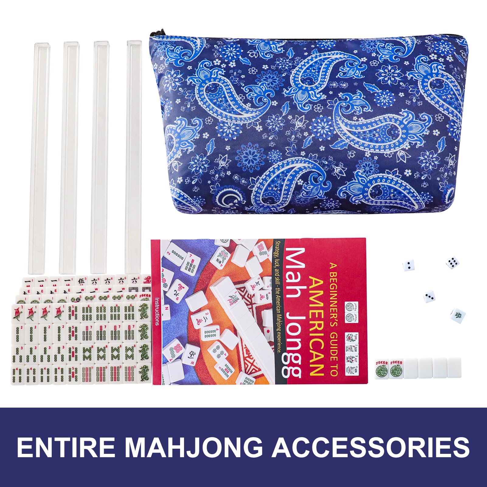 TIASUSAN compact blue mahjong bag with pocket for organized travel.