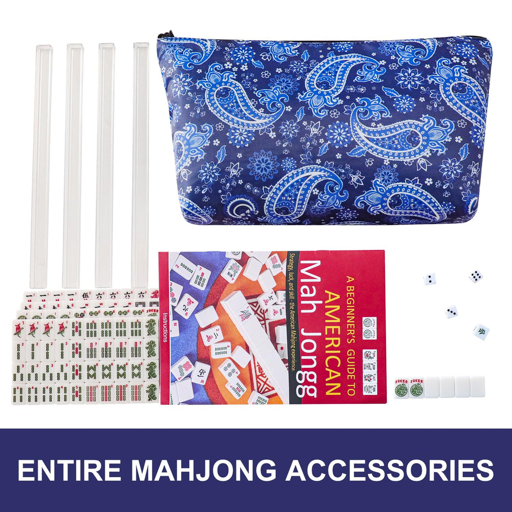 TIASUSAN compact blue mahjong bag with pocket for organized travel.