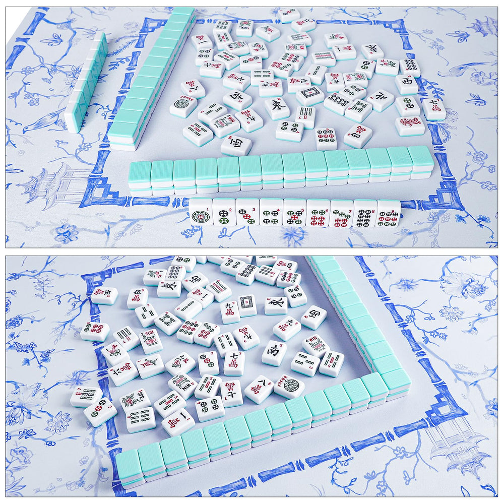 TIASUSAN Mahjong Mat includes 3 dice for versatile table play.