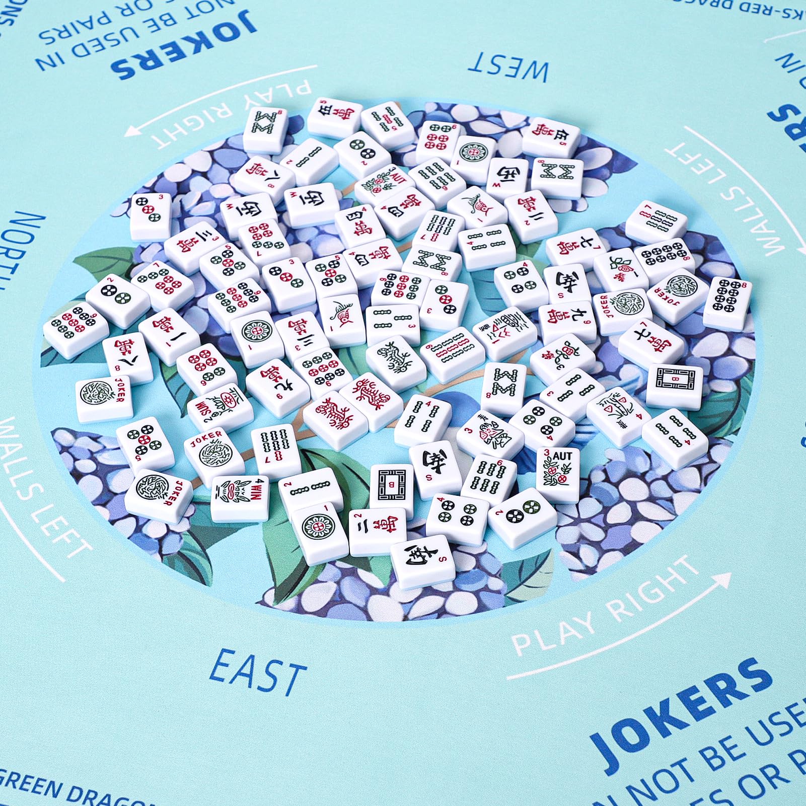 TIASUSAN Mahjong mat with three dice expands game options