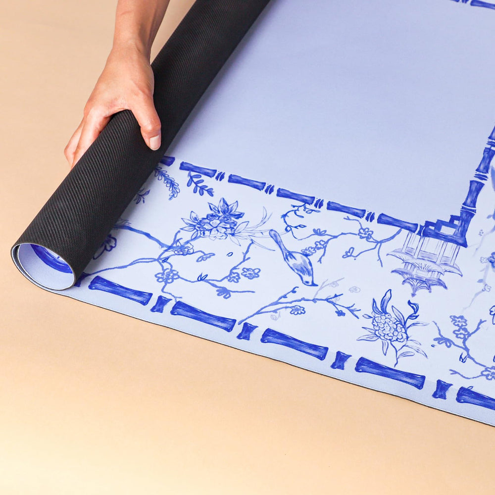 TIASUSAN Large Blue Mahjong Mat supports Mahjong, poker, dominoes, and more.