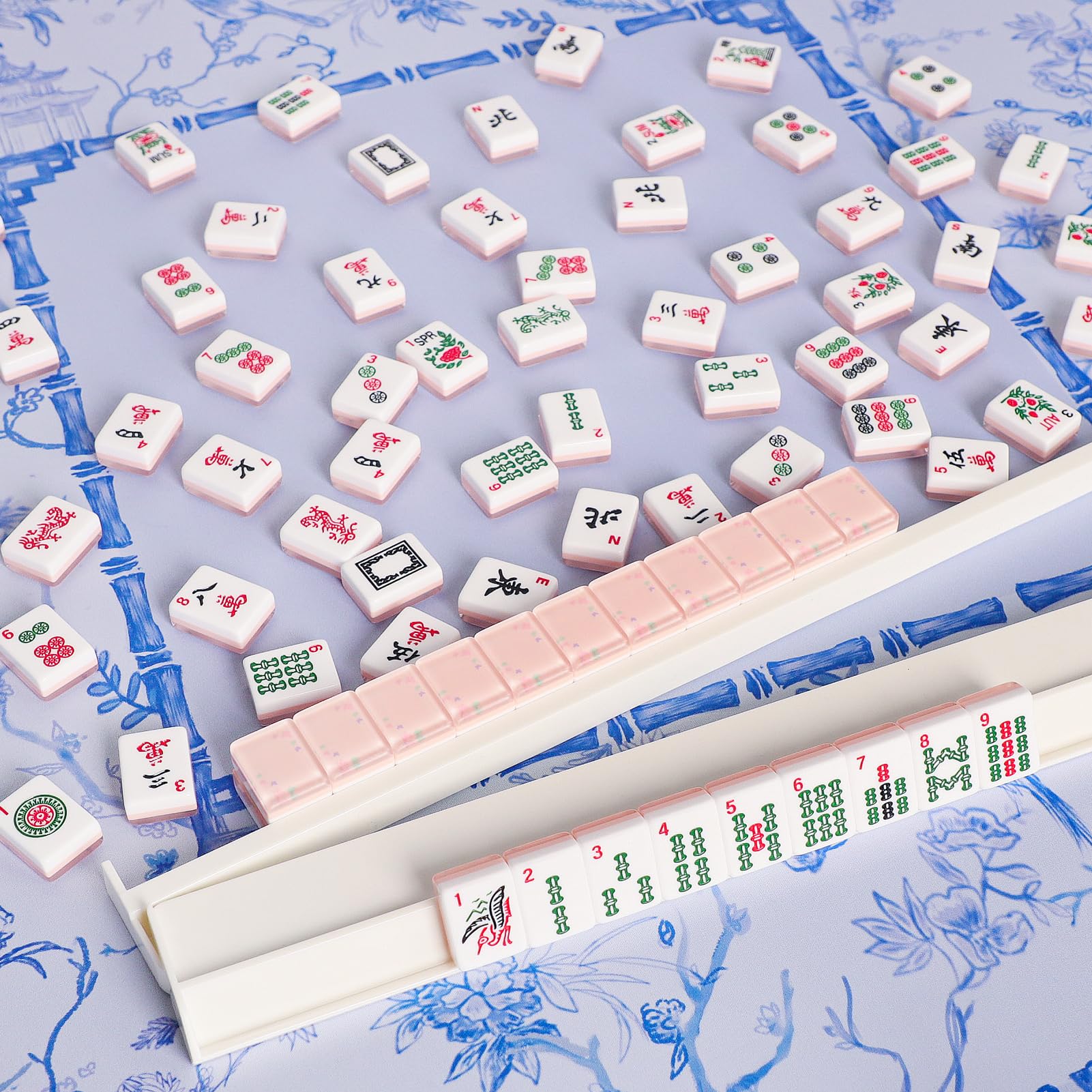 TIASUSAN ready-to-use mahjong racks on a table.
