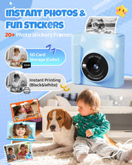 TIATUA Kids Instant Print Camera 1080p video display captures vivid memories for kids.
