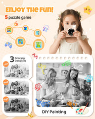 TIATUA Kids Instant Print Camera 12MP lens emphasizing sharp photos for kids