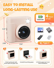 TIATUA Kids Instant Print Camera 1300mAh battery indicating long-lasting playtime
