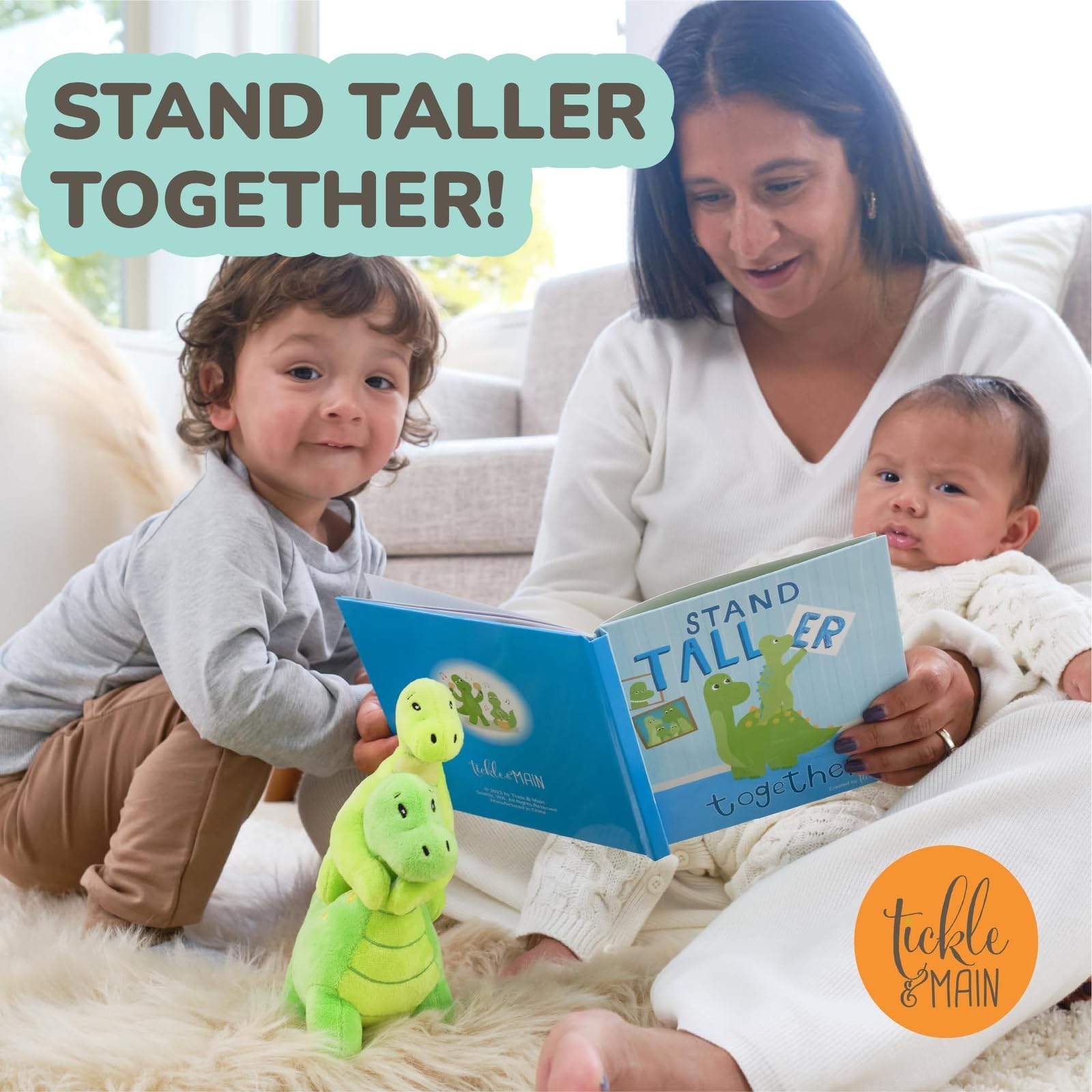 Tickle & Main holiday gift-ready dinosaur set displayed for joyful celebration.