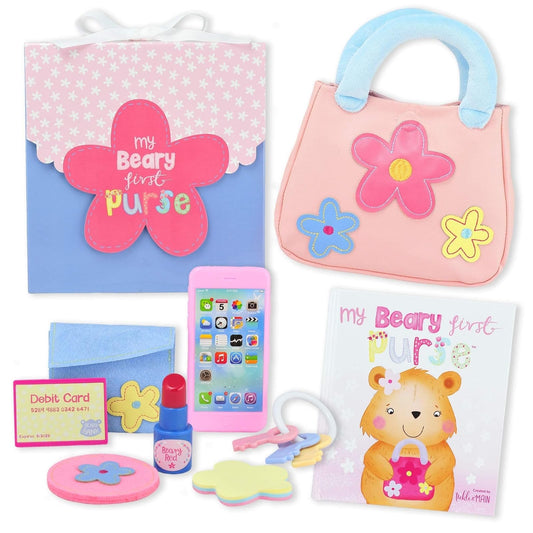 Tickle & Main My Beary First Purse front view in pink for imaginative pretend play.