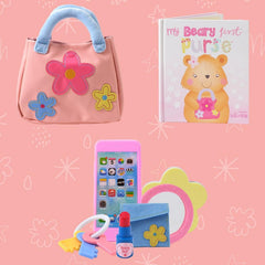 Tickle & Main My Beary First Purse playset in use by a toddler for imaginative play.
