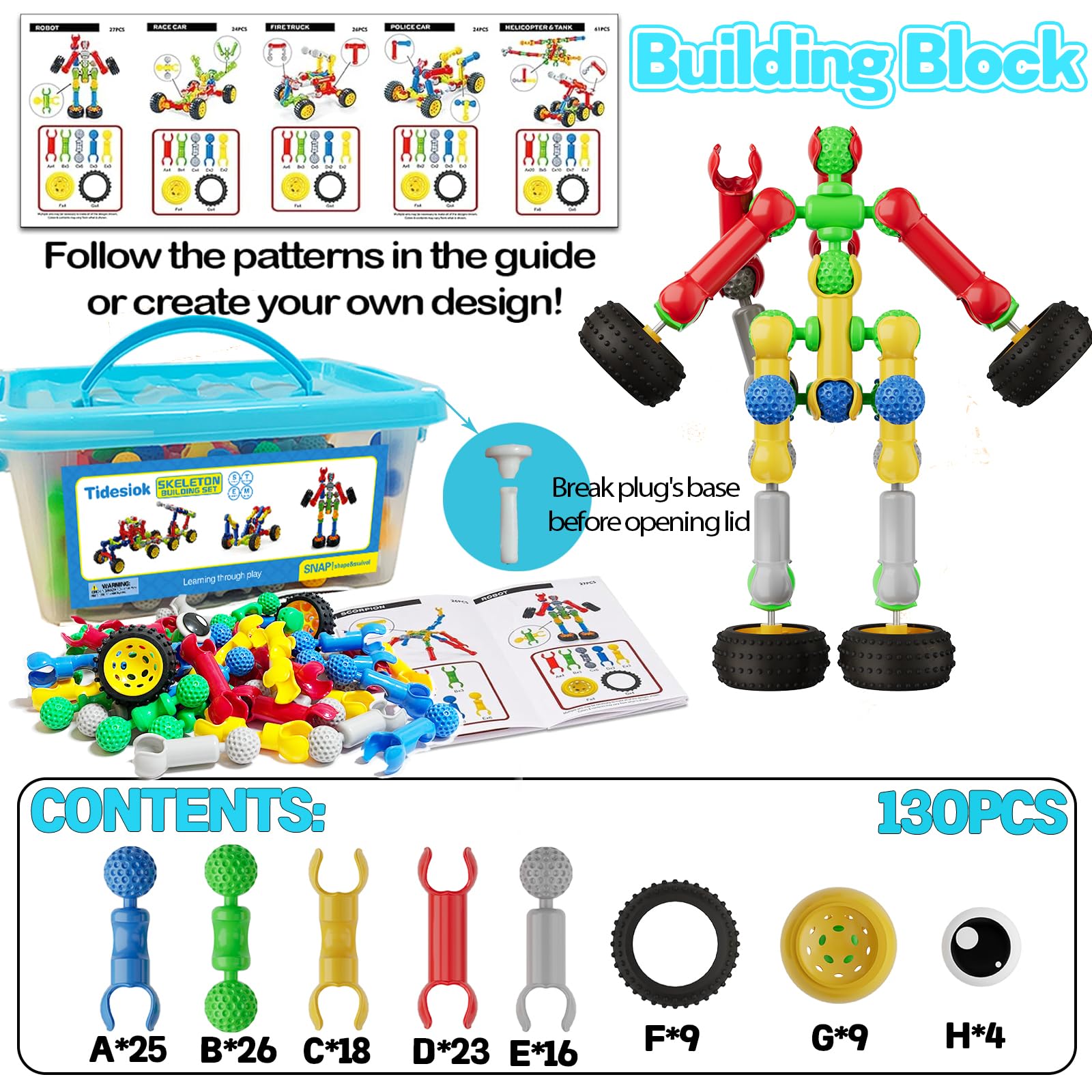 Tidesiok dinosaur model blocks fueling imaginative play and fine motor skills.