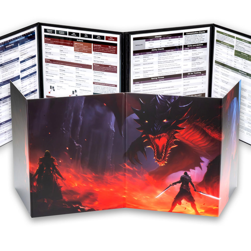 TIDYBOSS 4-Panel DM Screen front view with dungeon artwork for immersion