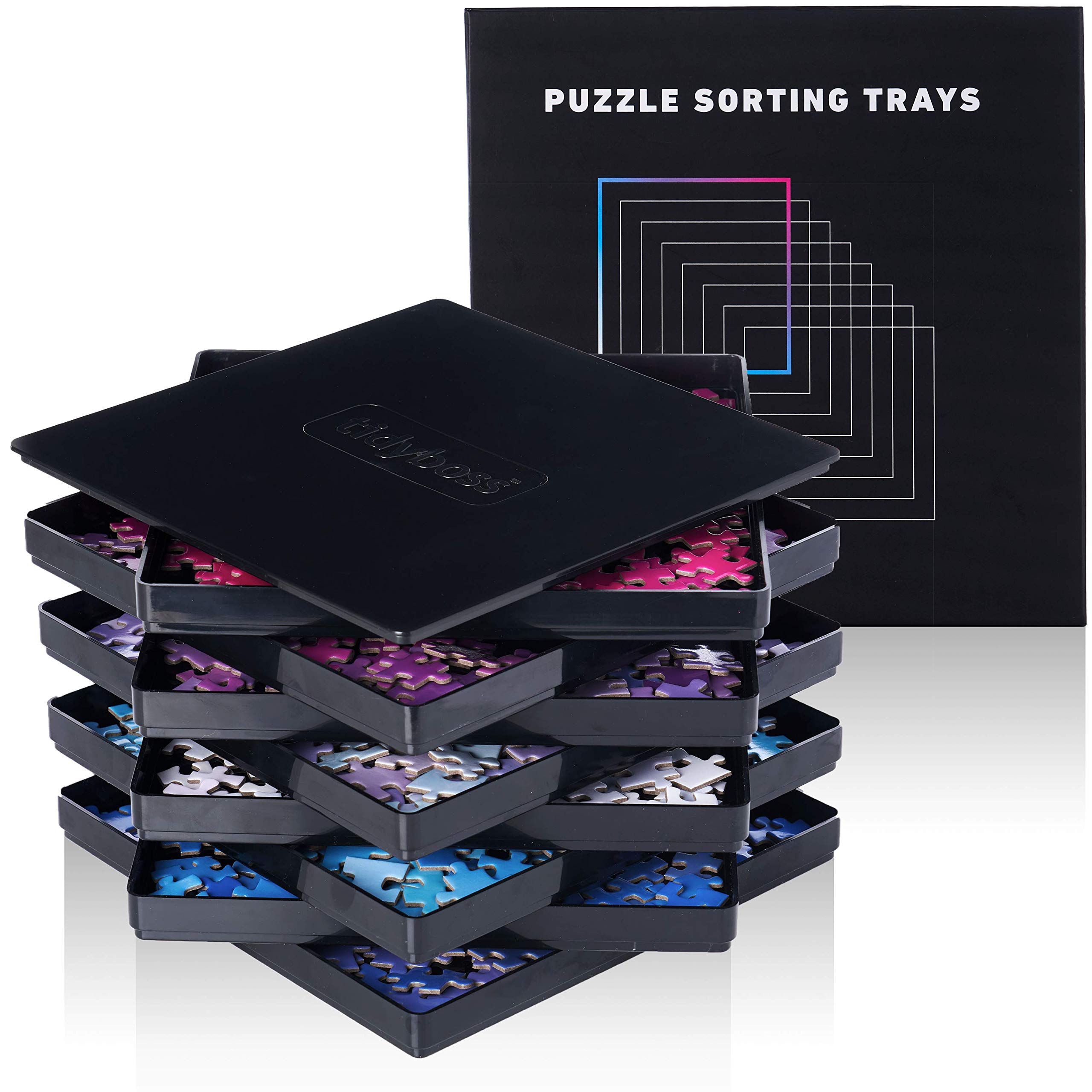 TIDYBOSS 8-tray puzzle sorter with lid keeps pieces organized for efficient sorting