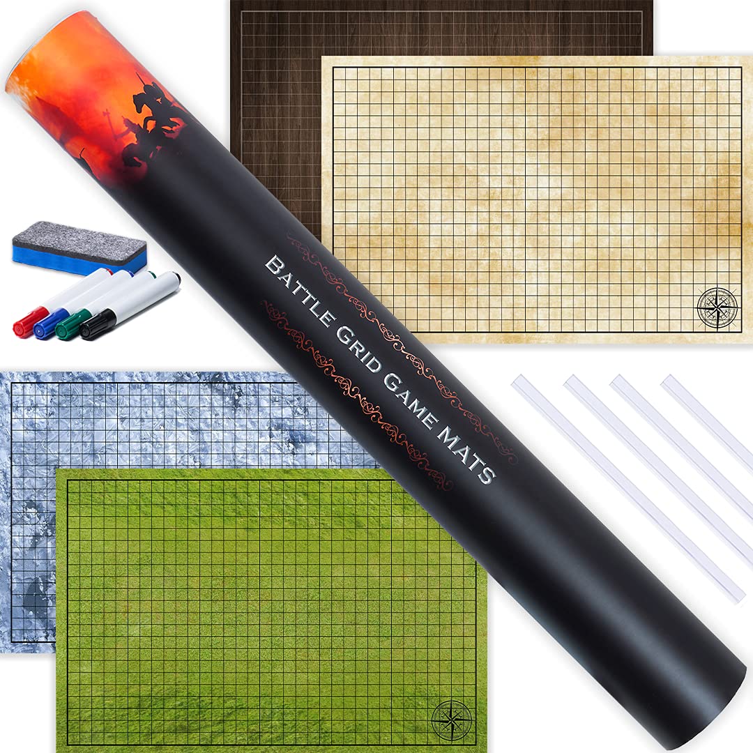 Tidyboss D&D Starter Set double-sided grid mats laid flat for smooth play