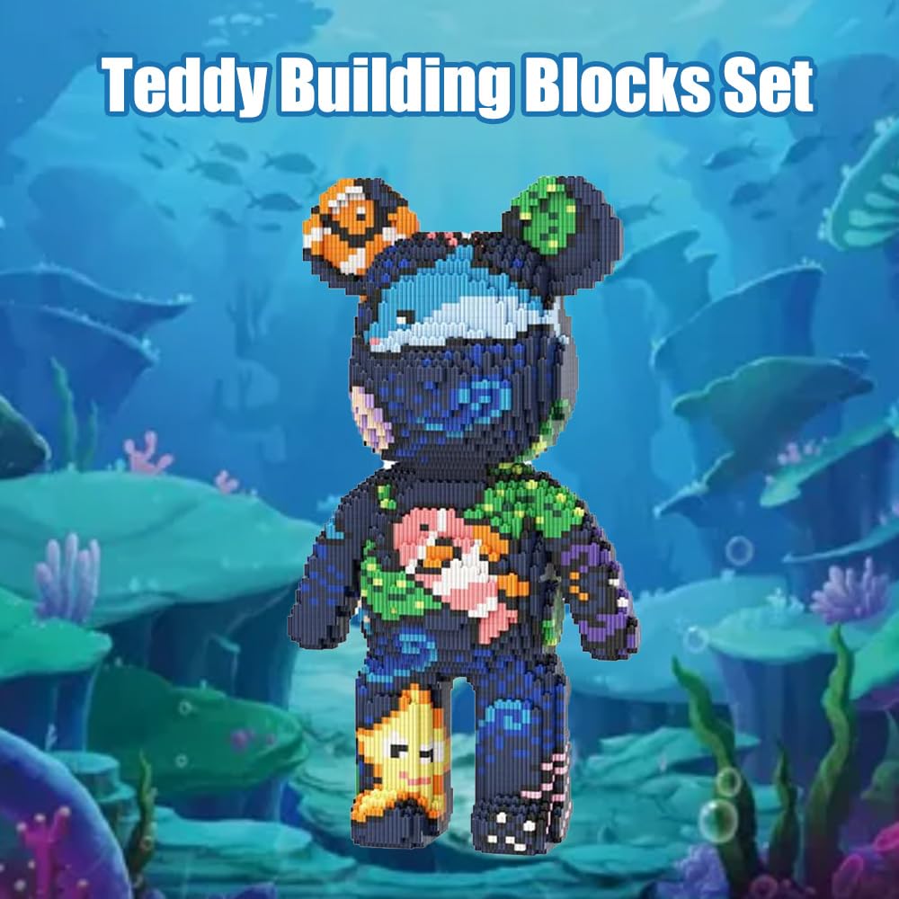 TIEDCWN Teddy Blocks marine pattern details highlight intricate artwork for display.