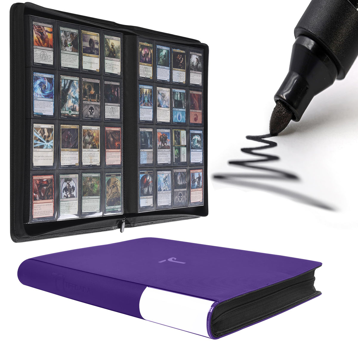 TIFFDADA premium binder cover in PU leather protects cards from dust and moisture.