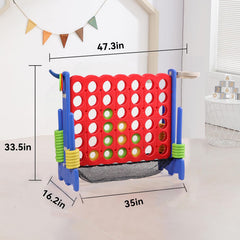Tigasy Giant 4-Row Game in blue and red with kids playing.