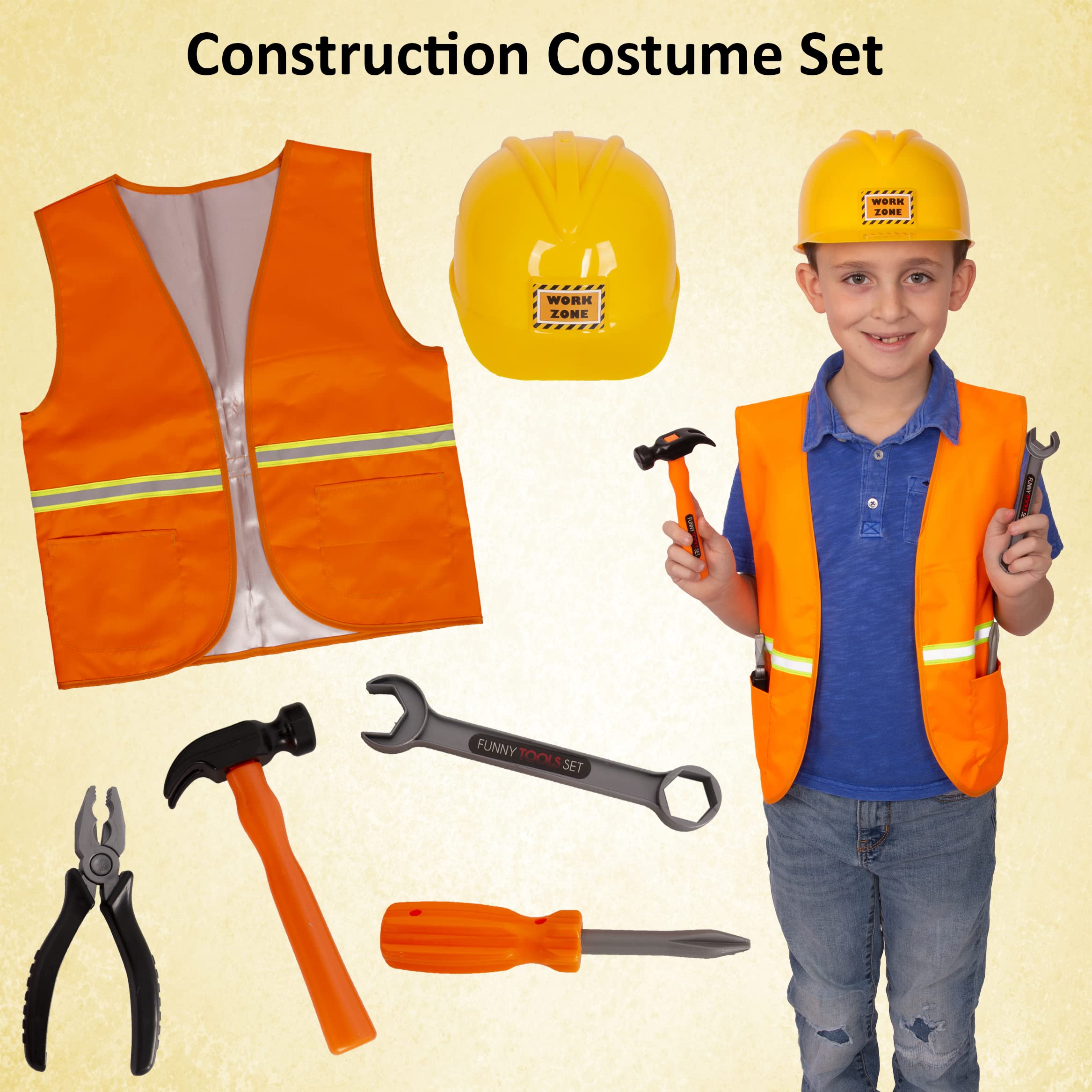 Tigerdoe engineer-stamped construction helmet adds realism to pretend work.