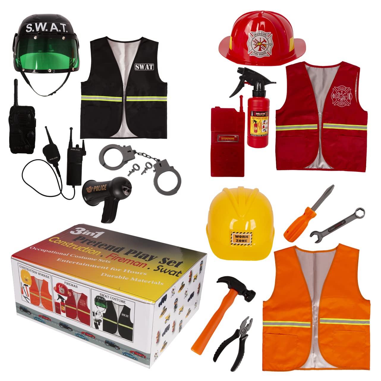 Tigerdoe fireman costume vest provides complete, flexible firefighting costume.