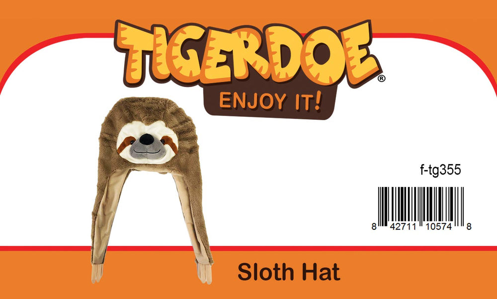 Tigerdoe plush sloth hood hat packaging-friendly gift idea.