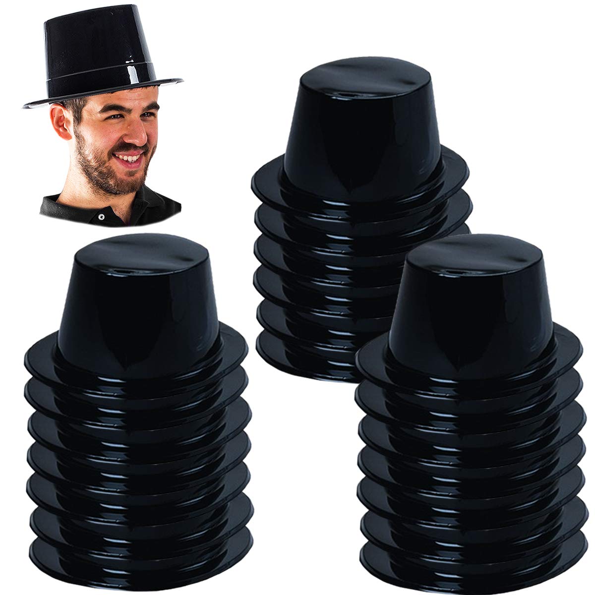 Tigerdoe top hat: black plastic magician hat, comfortable for all-night parties.