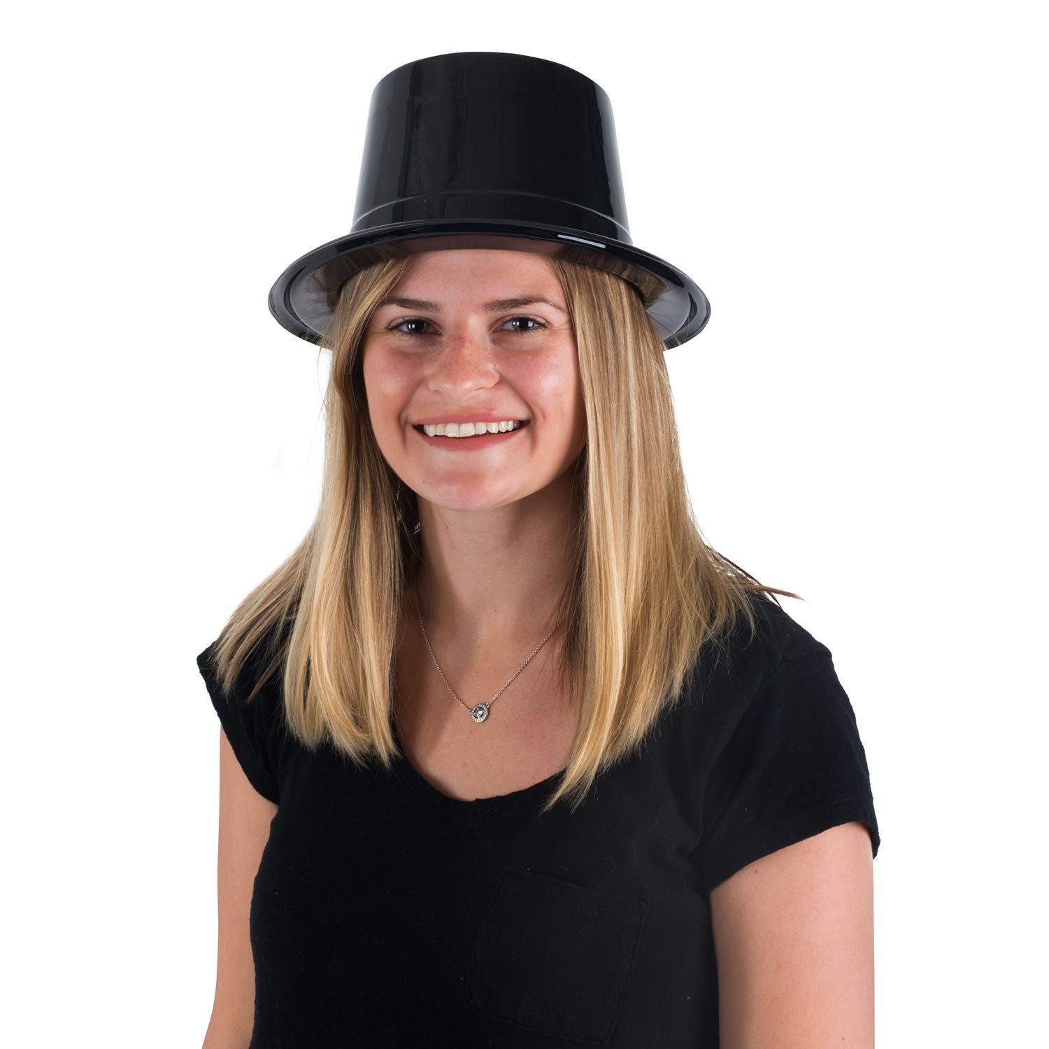Tigerdoe black top hats: sturdy plastic construction, ideal for Christmas and birthday celebrations.