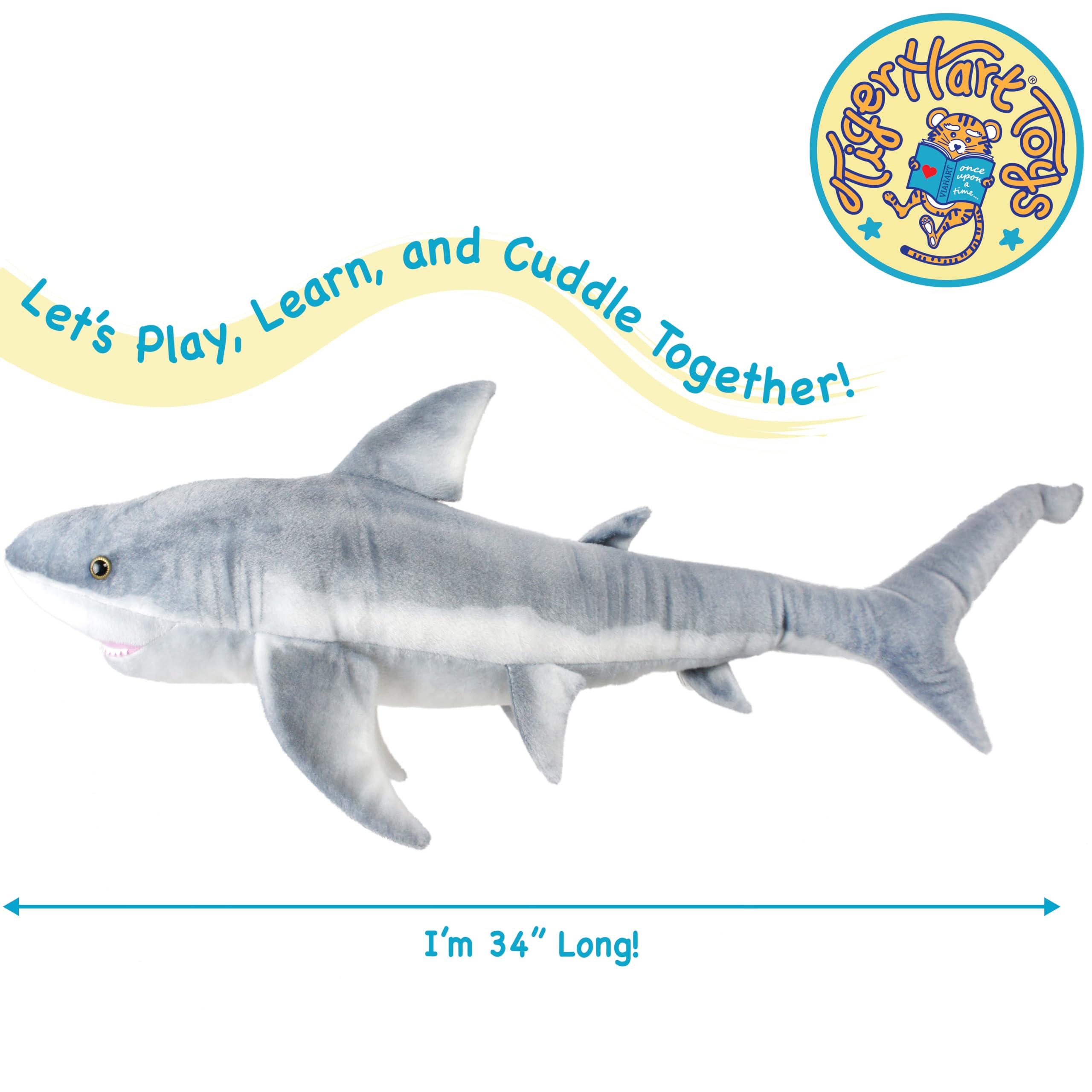 TigerHart Sammy the Shark 36-inch plush for cuddle play and display