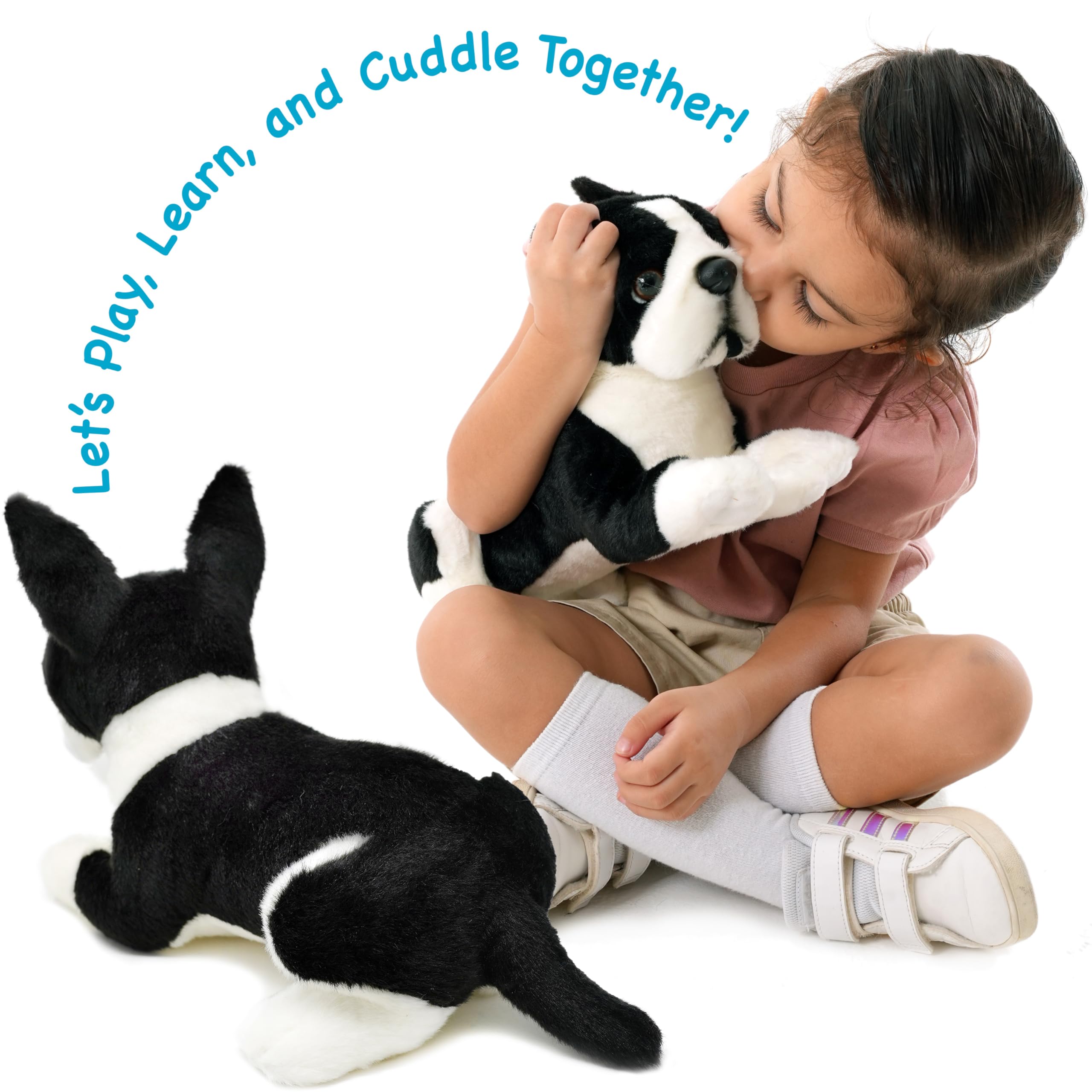 TigerHart Baxter Boston Terrier 12-inch fabric close-up, high-quality stitching supports long-lasting play.