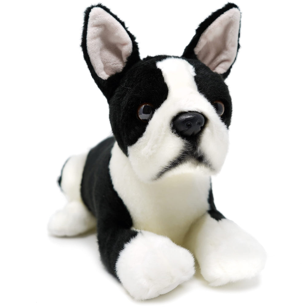 TigerHart Baxter Boston Terrier 12-inch front view plush, soft and huggable for kids.