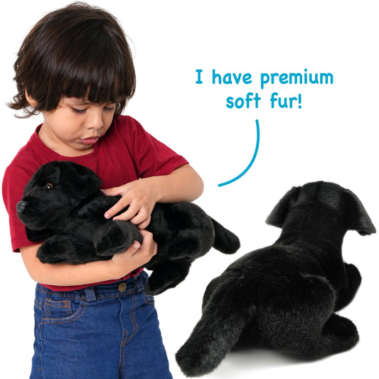 TigerHart Blythe The Black Lab plush side view; showcases durable stitching.