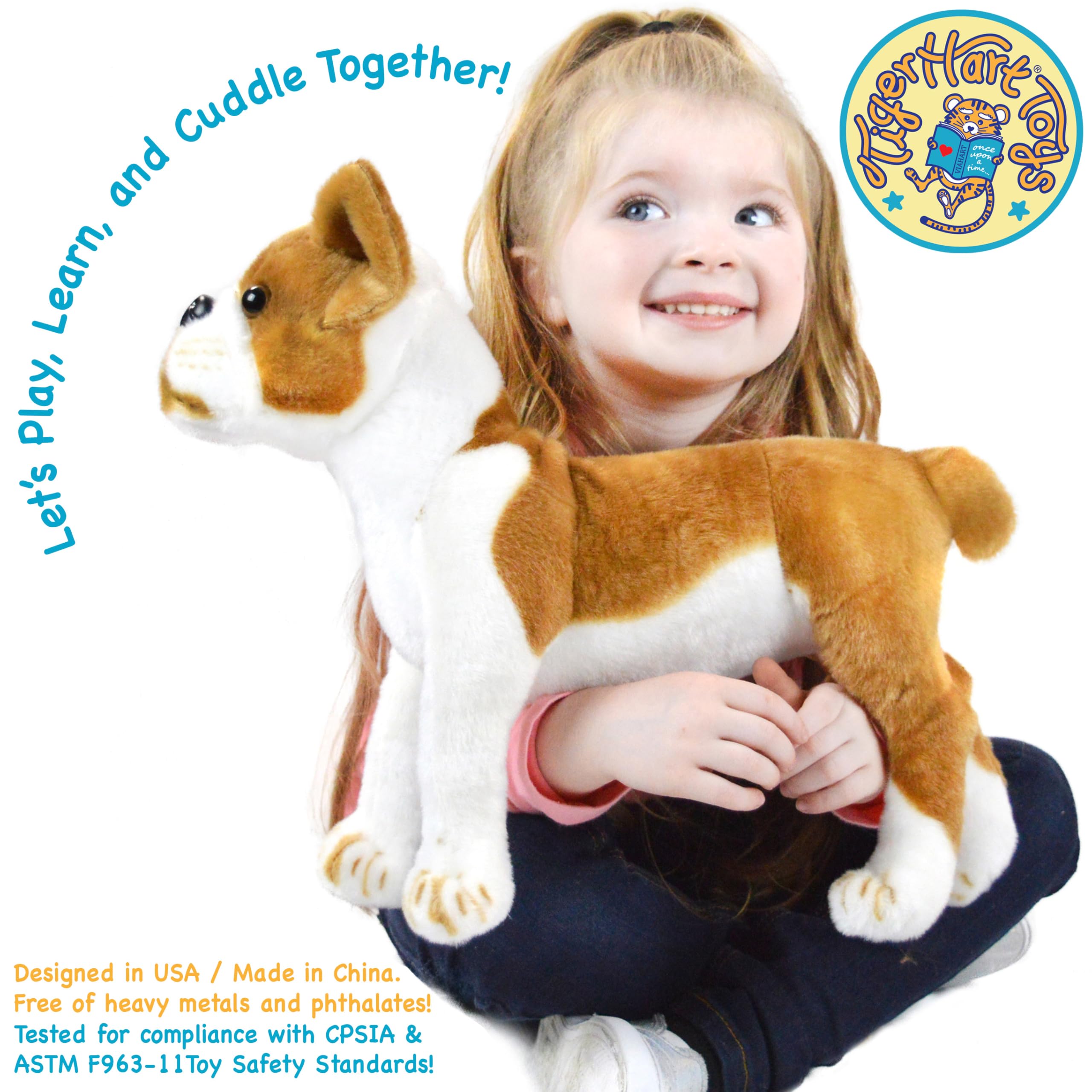 TigerHart Bobby Boston Terrier plush full body, durable and poseable for play.