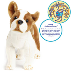 TigerHart Bobby Boston Terrier plush side view, cozy fabric for cuddles.