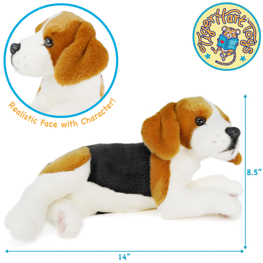 TigerHart Burkham Beagle plush stitching detail shows quality and durability for kids.