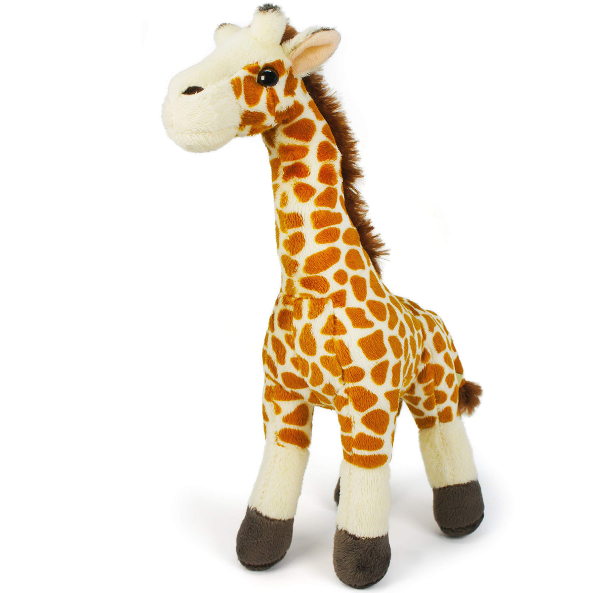 TigerHart Evelyn giraffe plush front view shows soft fabric for cuddling.