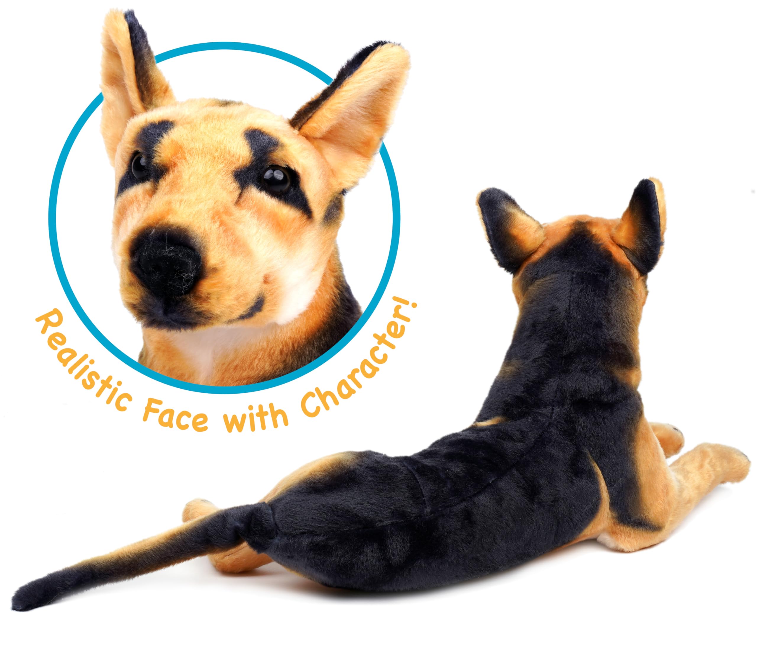 TigerHart Hero German Shepherd 19in plush soft fabric close-up, cozy companion for bedtime