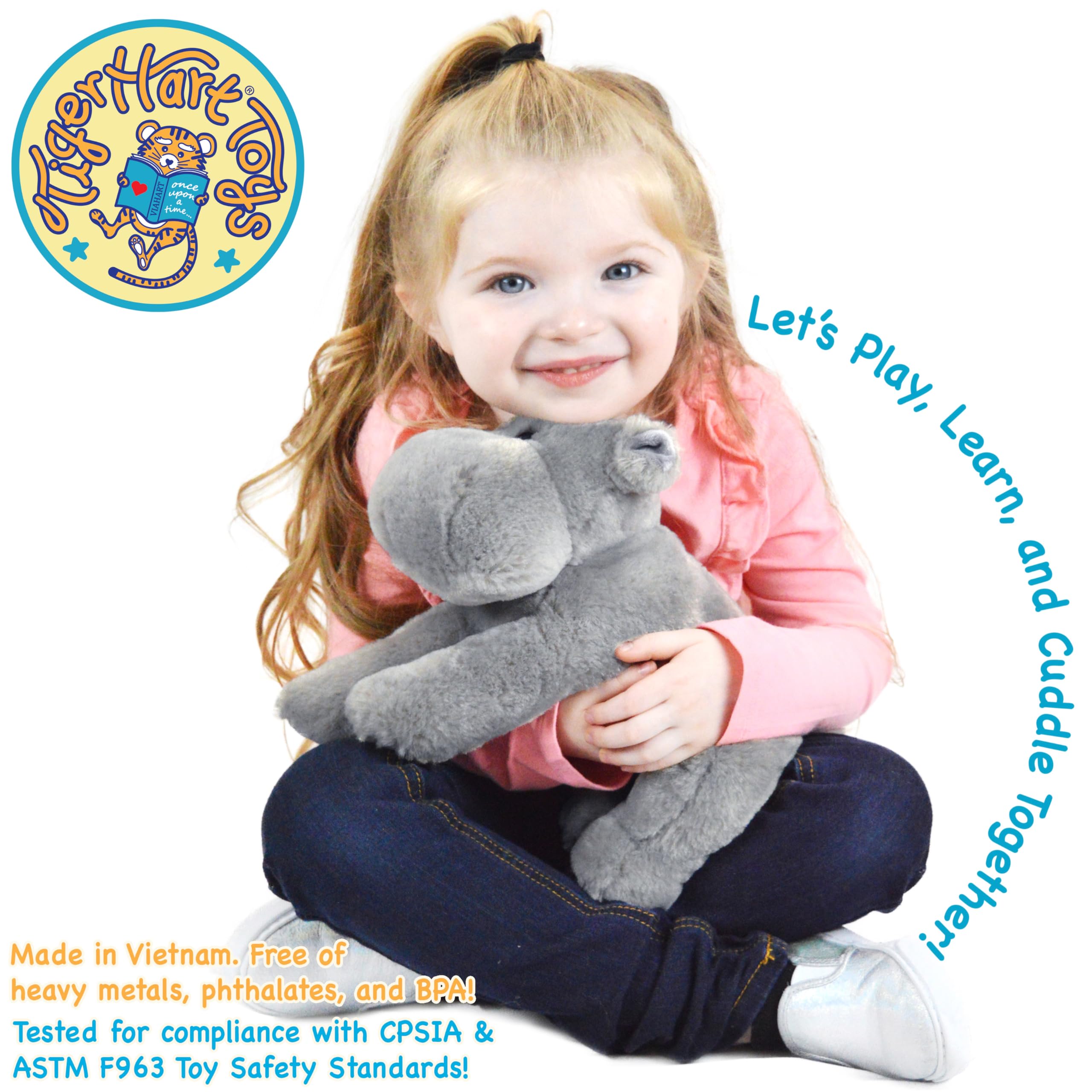 TigerHart Huck the Hippo plush showcases huggable design for playtime.