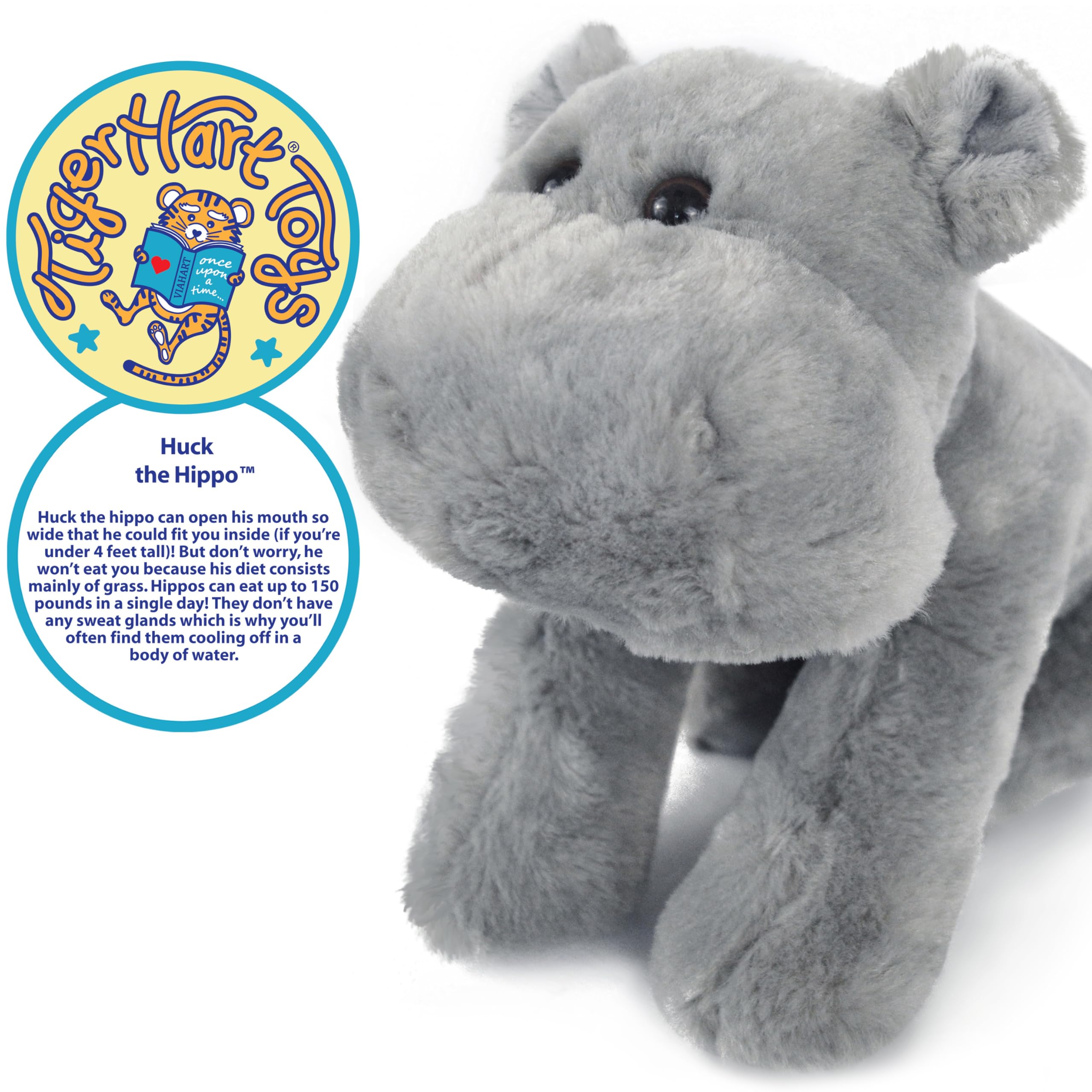 TigerHart Huck the Hippo plush comes with a story to spark imagination.