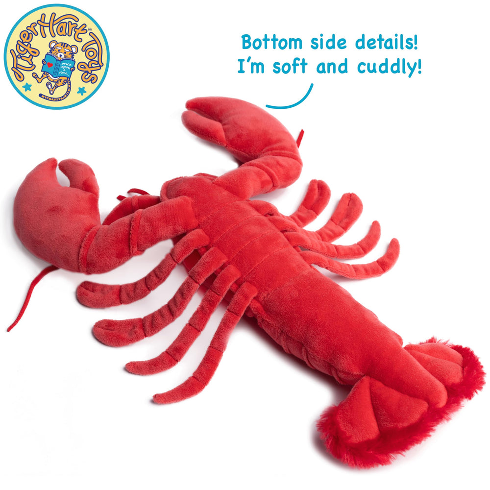 TigerHart Lenora Lobster plush in retail packaging, ready for gifting.