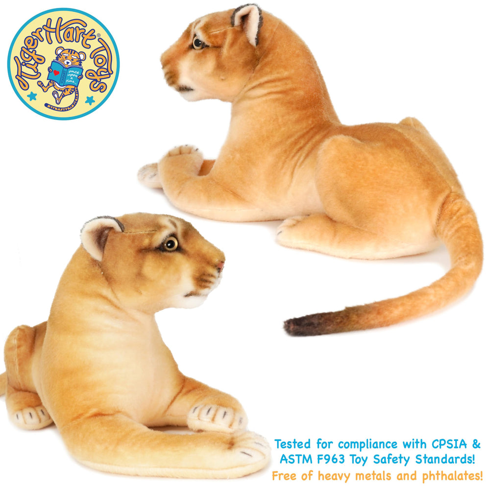 TigerHart Monique mountain lion plush with packaging, ready for gifting.