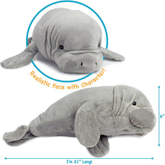 TigerHart Morgan manatee plush stitching detail; securely sewn for kid play