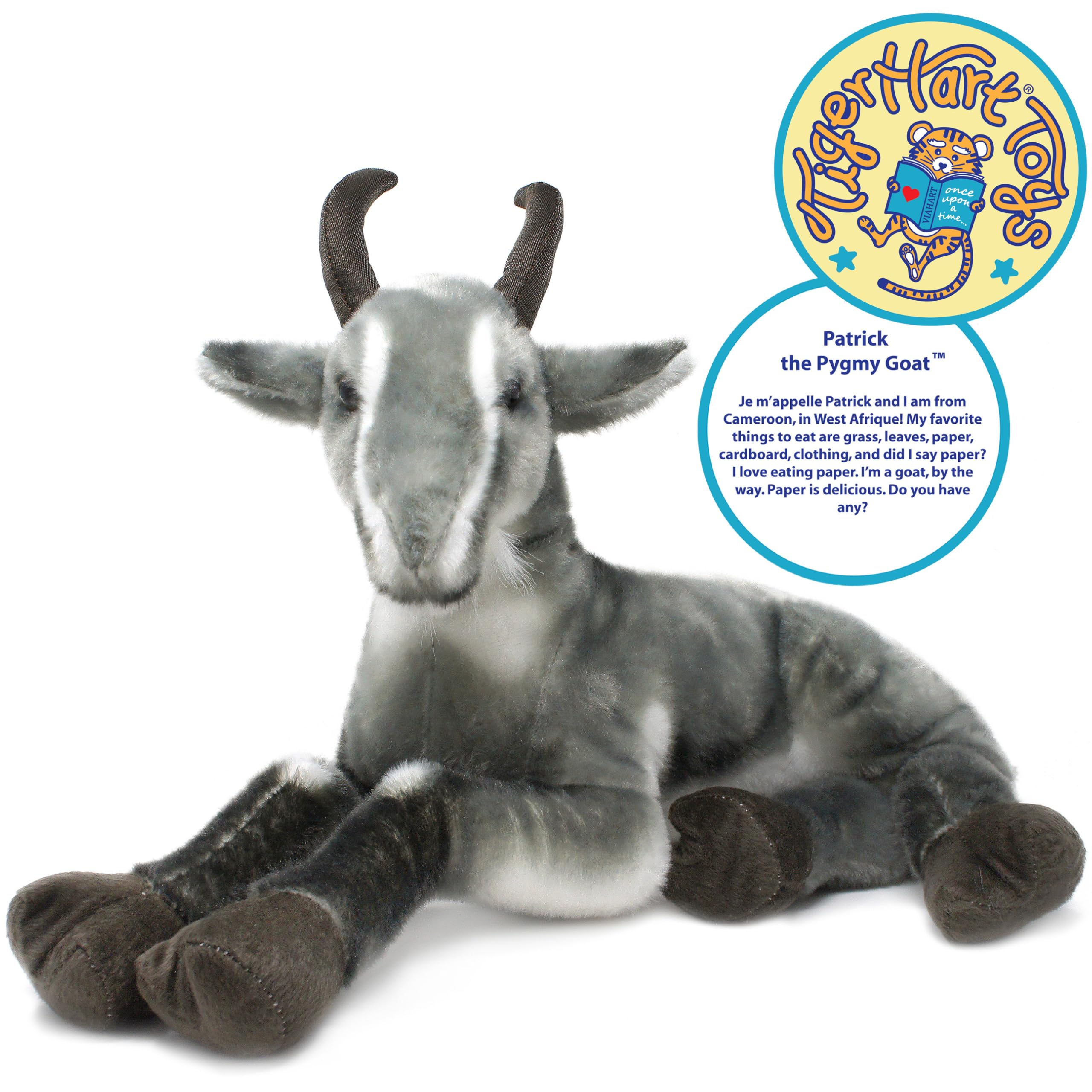 TigerHart Patrick the Pygmy Goat plush smiling face invites friendly pretend adventures.