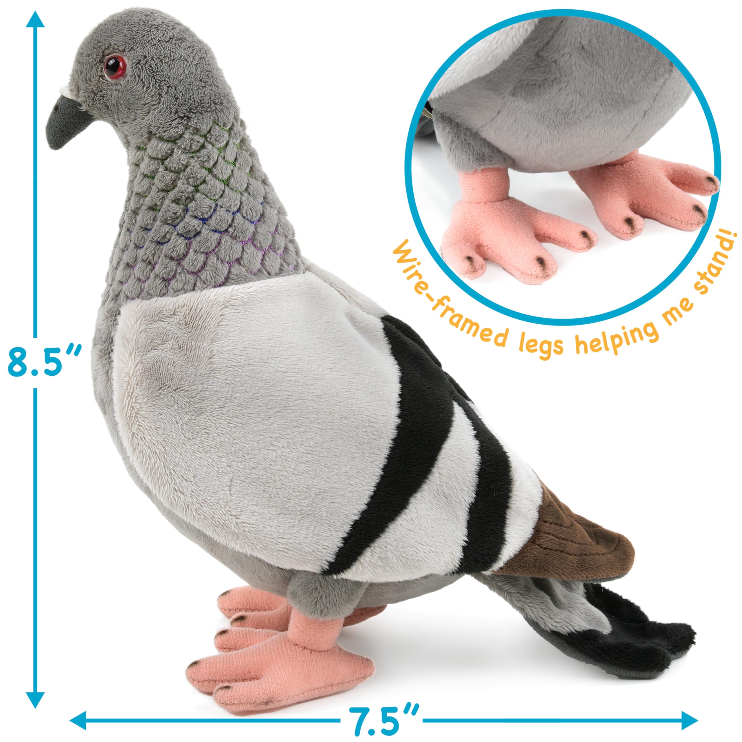 TigerHart Pepper the Pigeon size and weight for gentle, portable comforting.