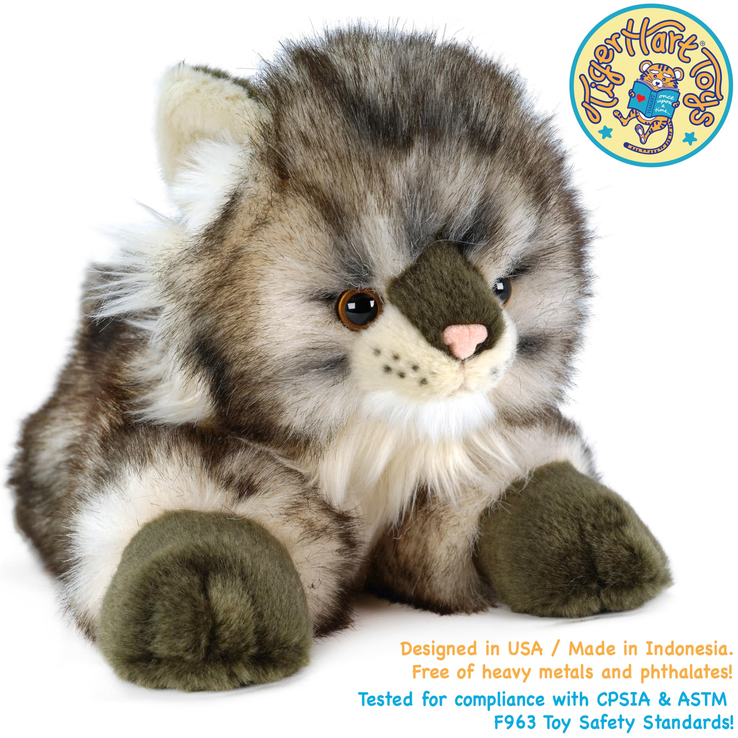 TigerHart Ricky Maine Coon plush uses safe materials with CPSIA compliance.