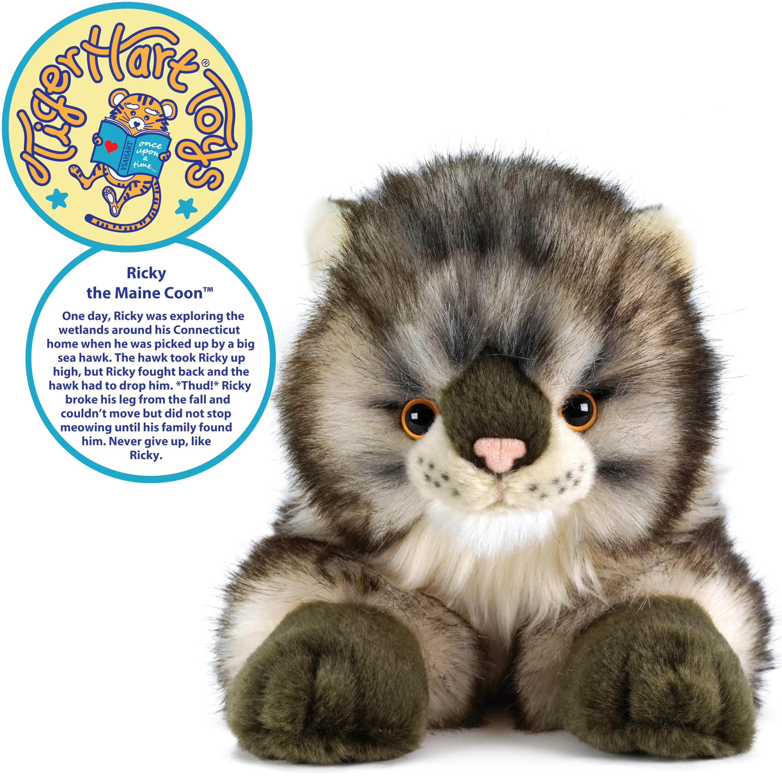 TigerHart Ricky Maine Coon plush close-up shows soft plush texture for comforting hugs.