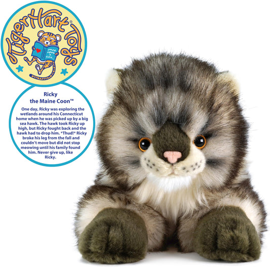 TigerHart Ricky Maine Coon plush close-up shows soft plush texture for comforting hugs.
