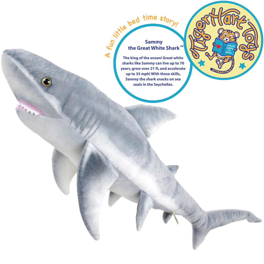 TigerHart Sammy the Shark plush with secure stitching for durability