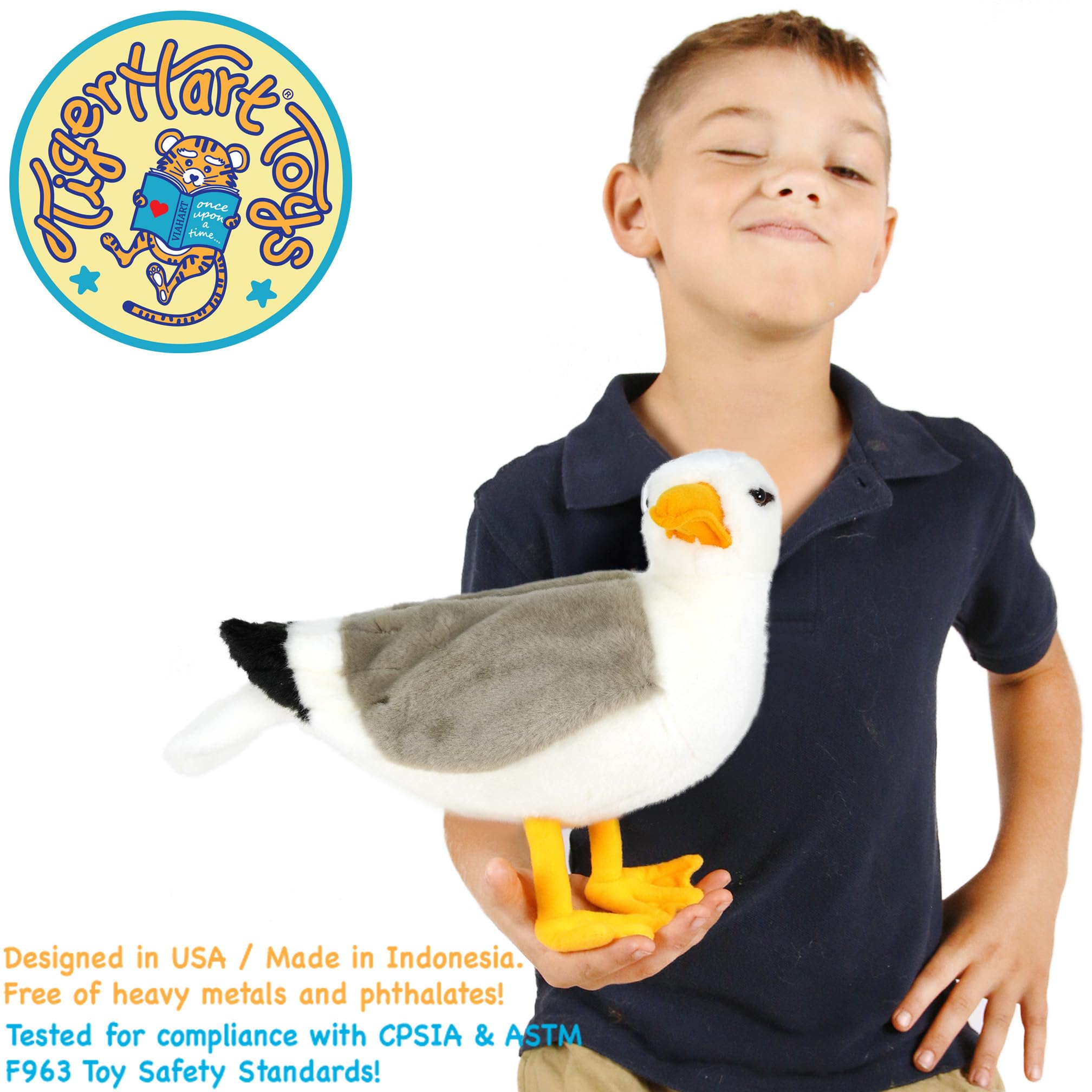 TigerHart Seamus the Seagull 12-inch plush, close-up of wire-detail and fabric