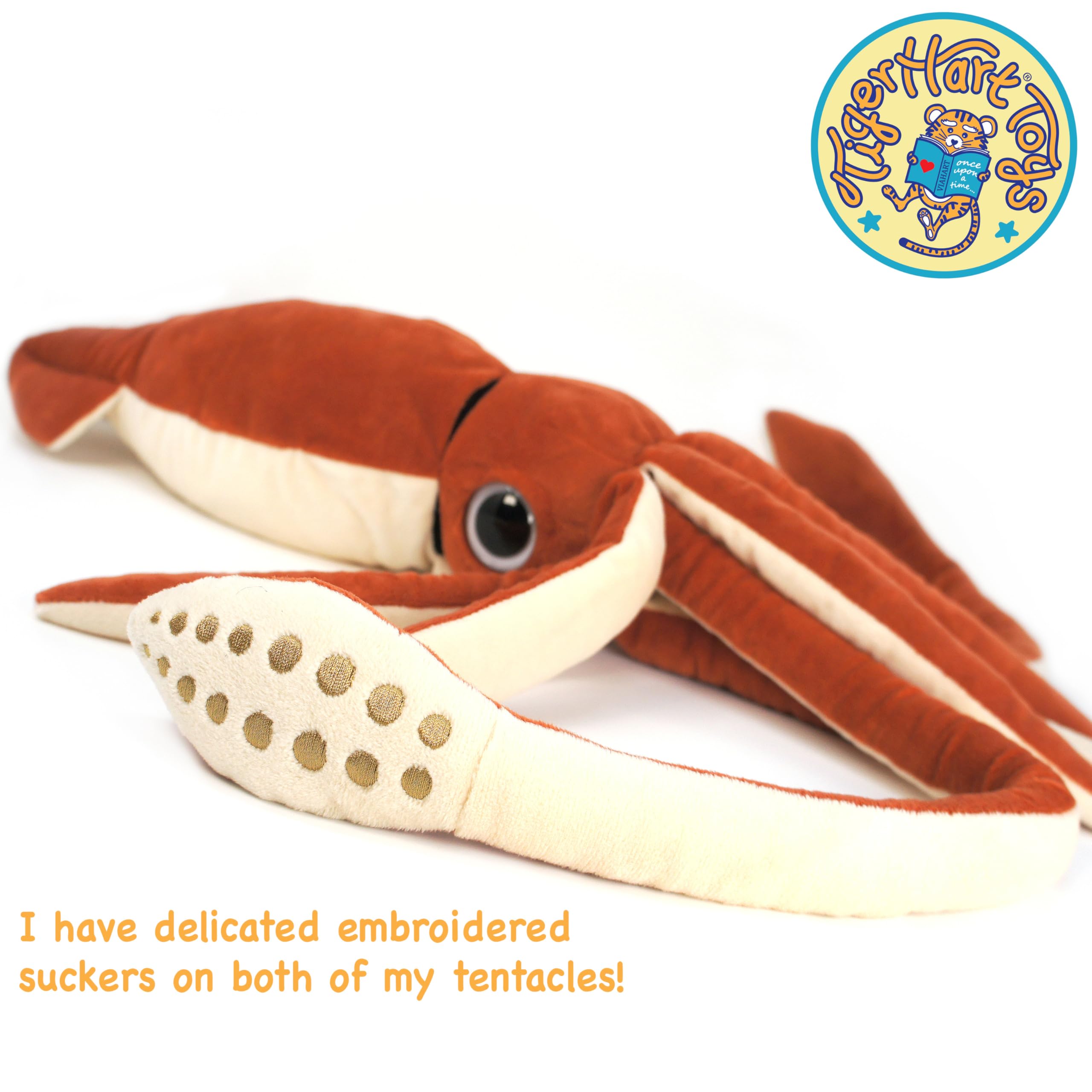 TigerHart Shubert the Squid close-up arms and tentacles highlight soft stitching for safe play